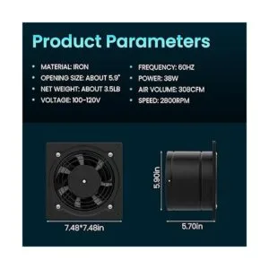 HG POWER Ventilador de escape de 6 pulgadas ventilador de
