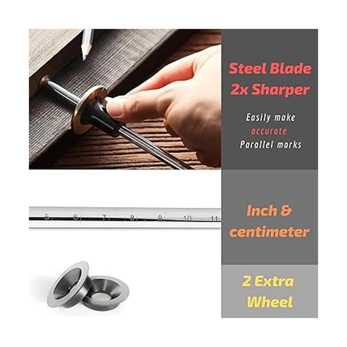 Mr. Pen Puntero de marcación de rueda 2 cuchillas