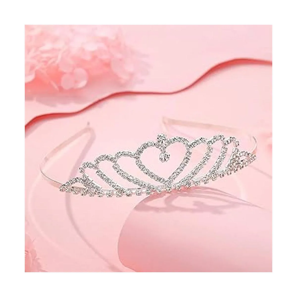 Lovelyshop Corona de tiara de corazón con diamantes de_5