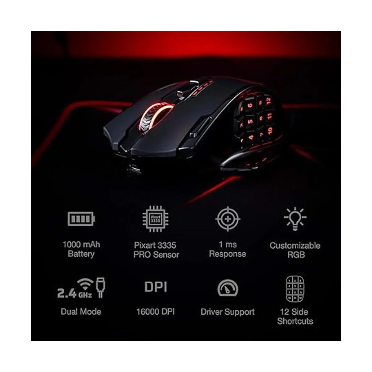 Redragon M913 Impact Elite Mouse inalámbrico para juegos_3