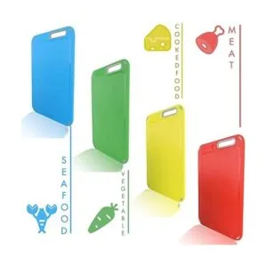 Tabla de cortar de plástico juego de 4 con soporte de