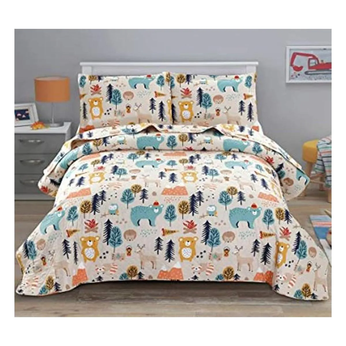 Juego de edredón de tamaño individual colcha para niños