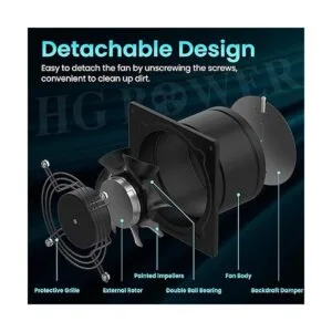 HG POWER Ventilador de escape de 6 pulgadas ventilador de
