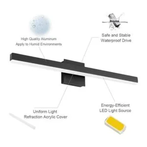 Aipsun Lámpara LED para baño moderna color negro_4