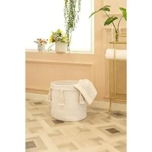 Mkono Canasta decorativa de cuerda de algodón para_2