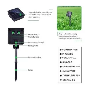 Paquete de 2 cadenas de 100 luces LED solares para_2