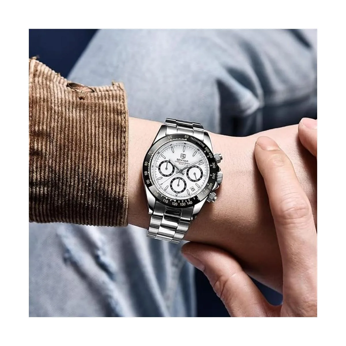 BENYAR Reloj de pulsera analógico con movimiento de_5