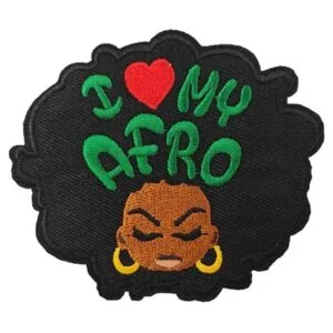Parche termoadhesivo diseño de chica afro color negro_1