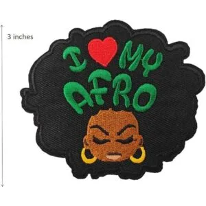 Parche termoadhesivo diseño de chica afro color negro_2