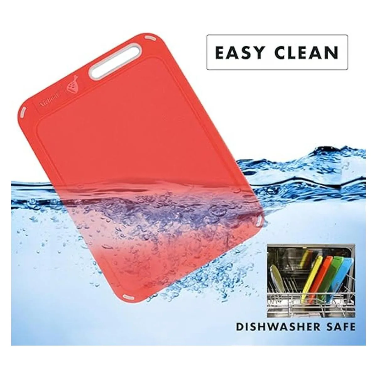 Tabla de cortar de plástico juego de 4 con soporte de