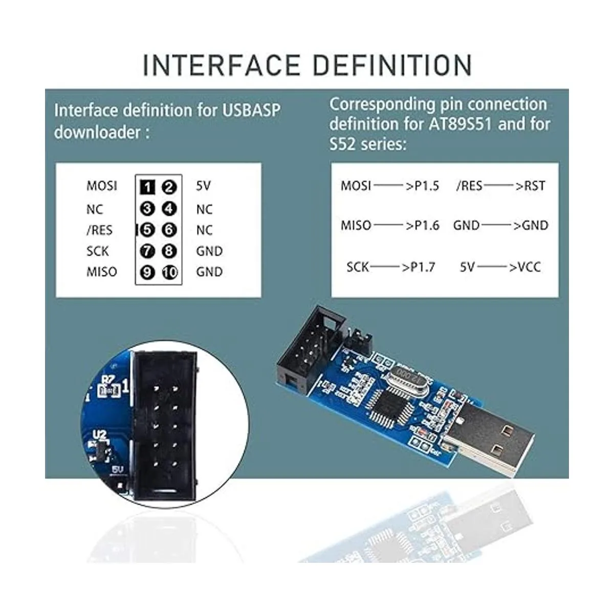 KeeYees Programador de descarga USBASP ISP con cable y_2