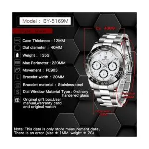 BENYAR Reloj de pulsera analógico con movimiento de_6