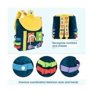 Busy Board Mochila para niños pequeños con hebillas y_2