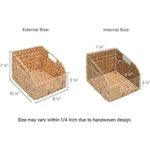 StorageWorks Water Hyacinth Wicker Baskets with Builtin_2