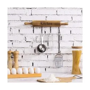 MyGift Ganchos de cocina rústicos de madera marrón quemada