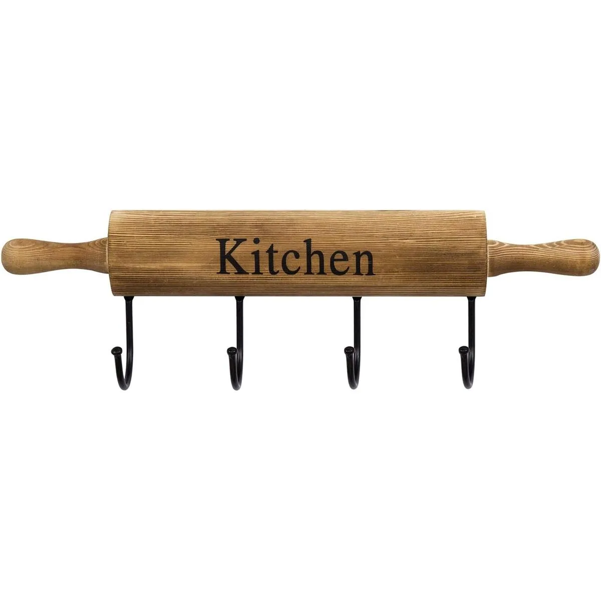 MyGift Ganchos de cocina rústicos de madera marrón quemada