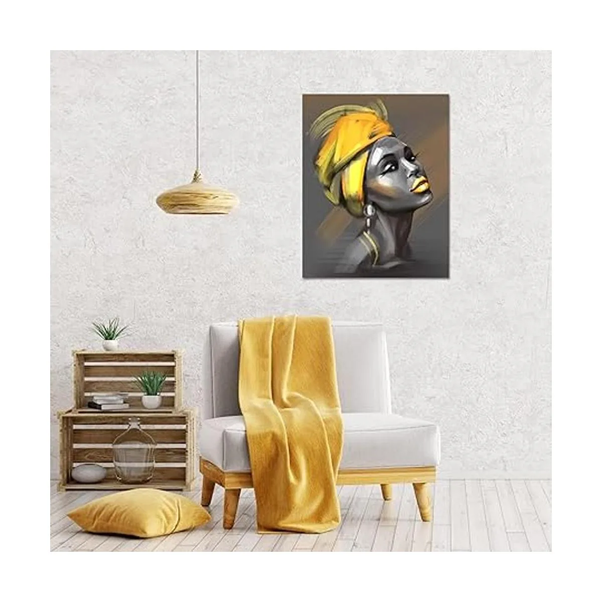 LB Lienzo enmarcado para mujer afroamericana arte de_4