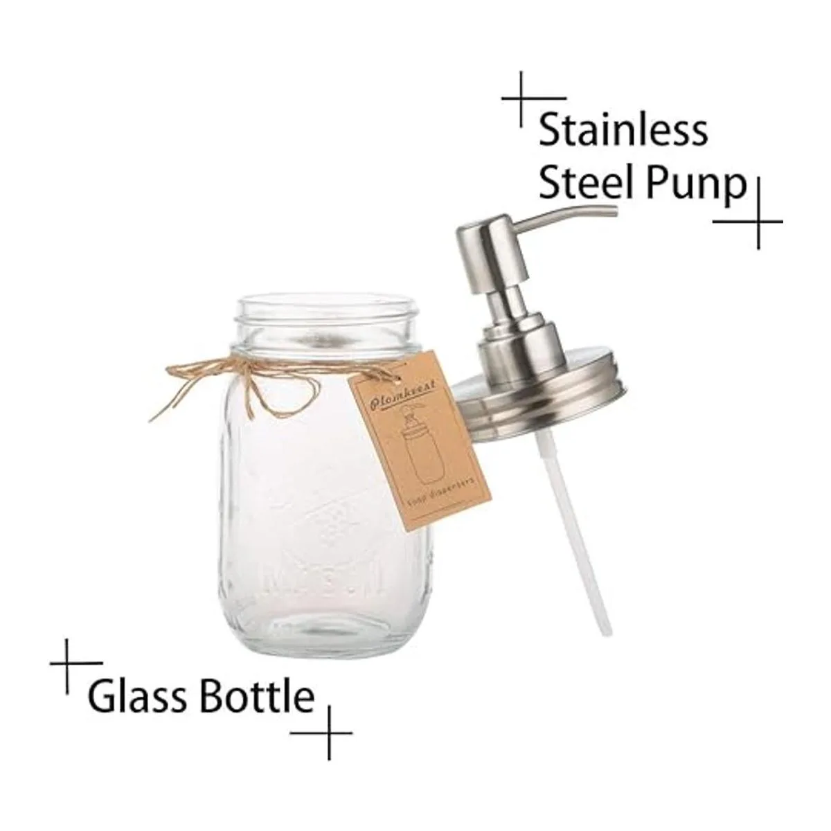 Plomkeest Dispensador de jabón en tarro de cristal