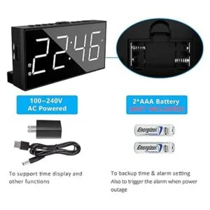 Reloj despertador para dormitorio 2 alarmas con pantalla_6