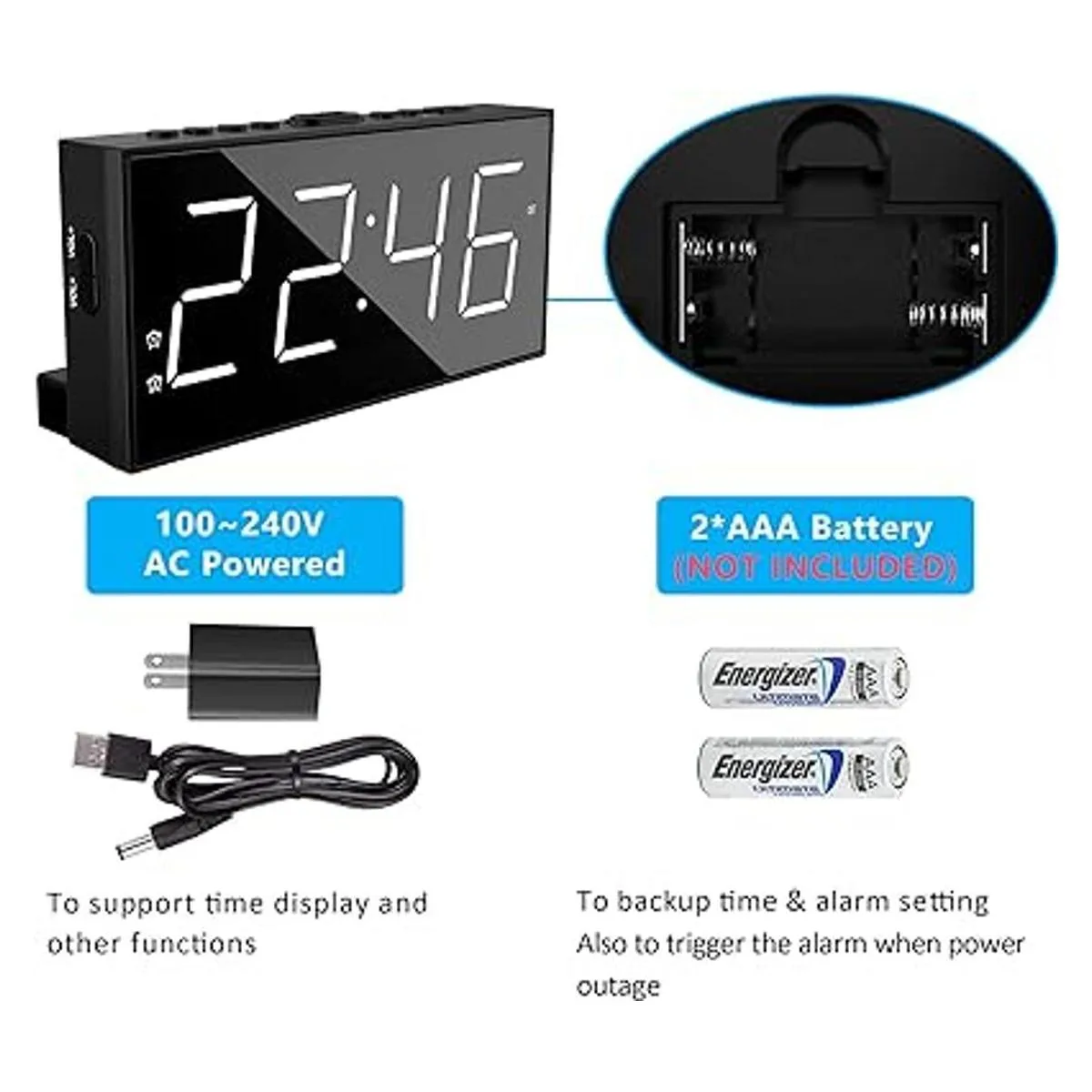 Reloj despertador para dormitorio 2 alarmas con pantalla_6