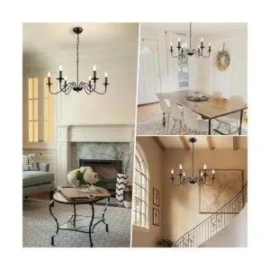 Depuley Candelabros negros de granja 6 luces industriales_2