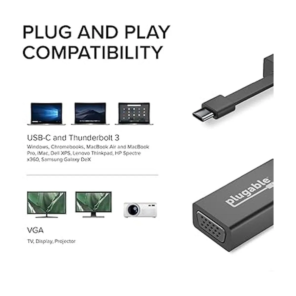 Adaptador USB C a VGA adaptador Thunderbolt 3 a VGA_5