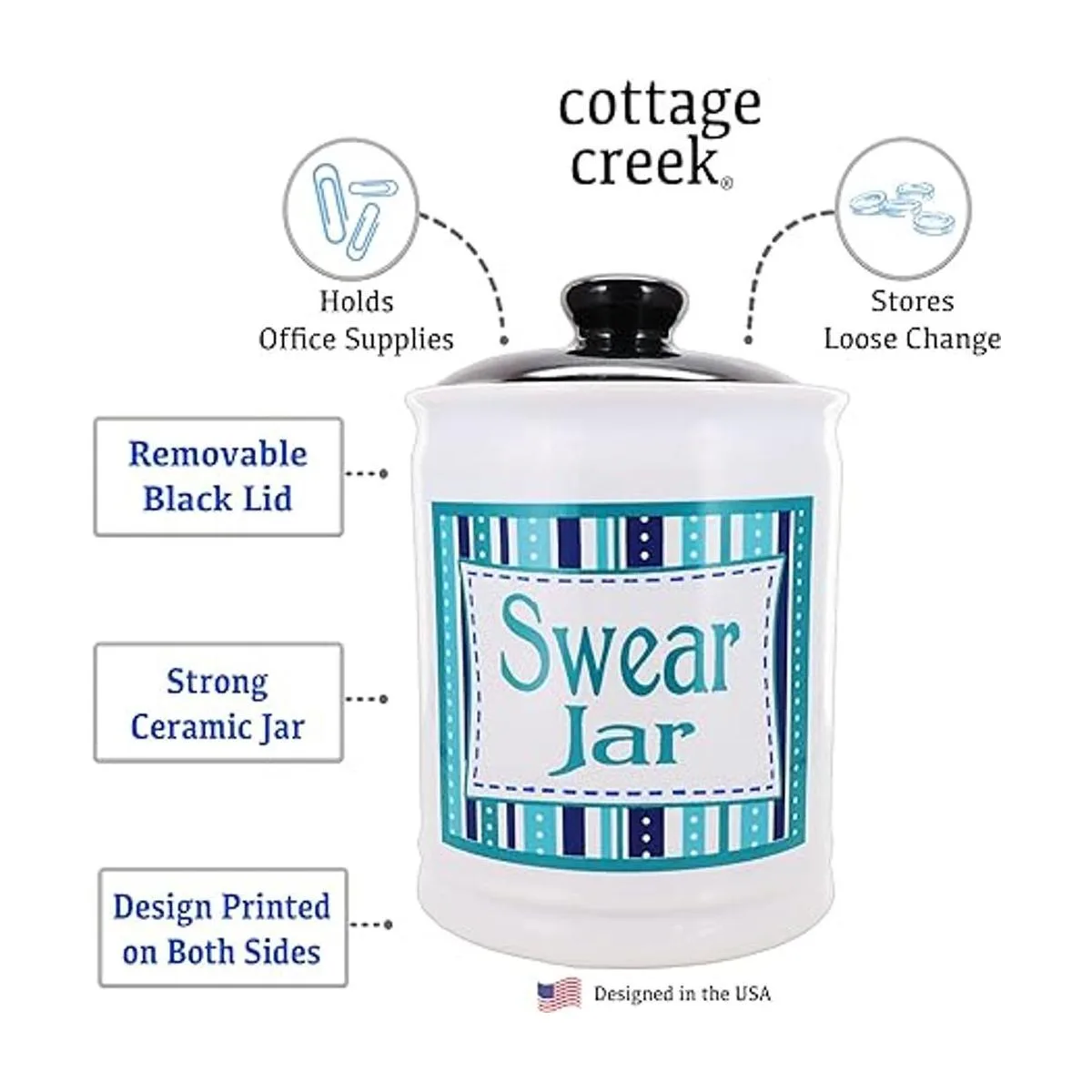 Cottage Creek Tarro Jurado Tarro de cerámica con tapa_2