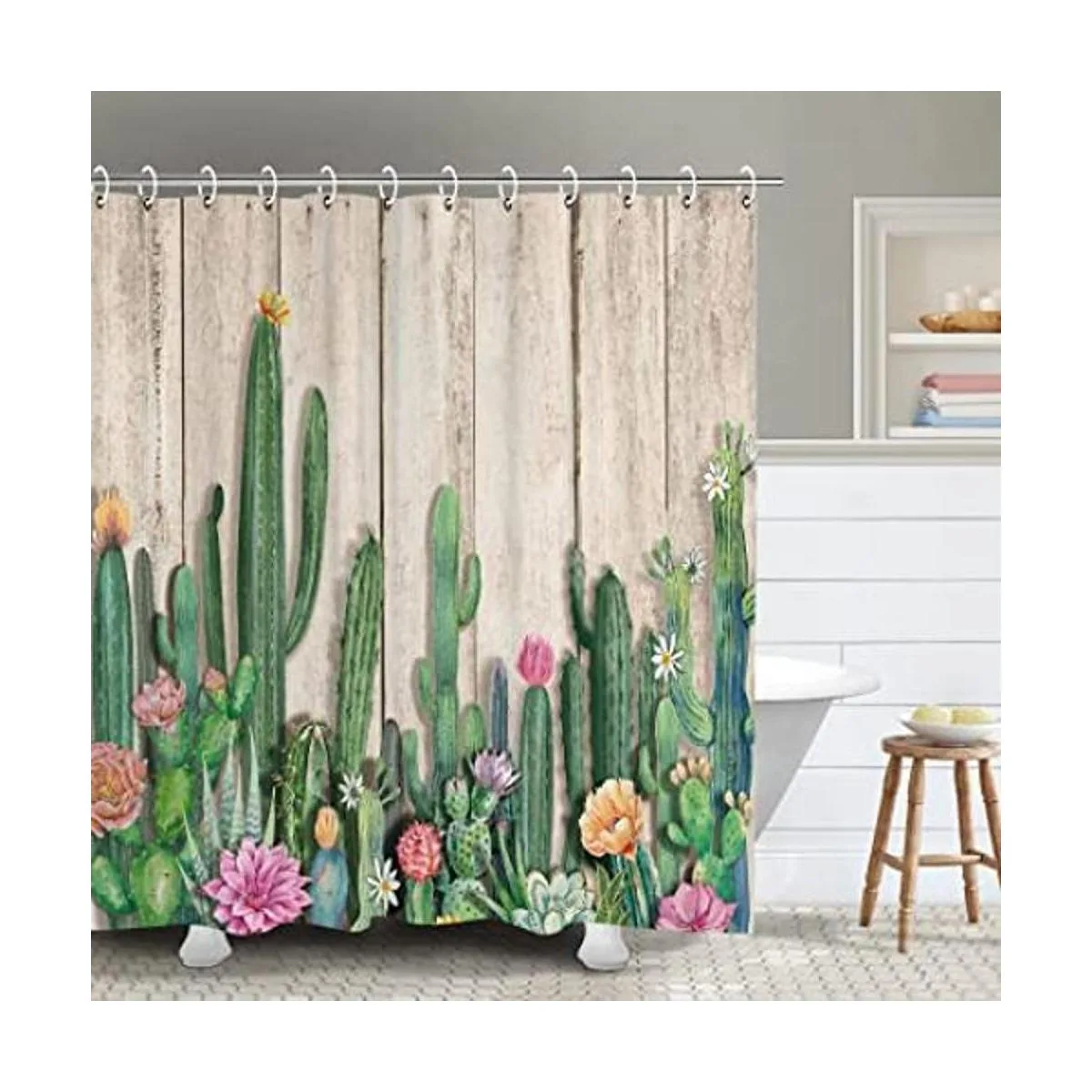 RosieLily Cortina de ducha de cactus cortina de ducha