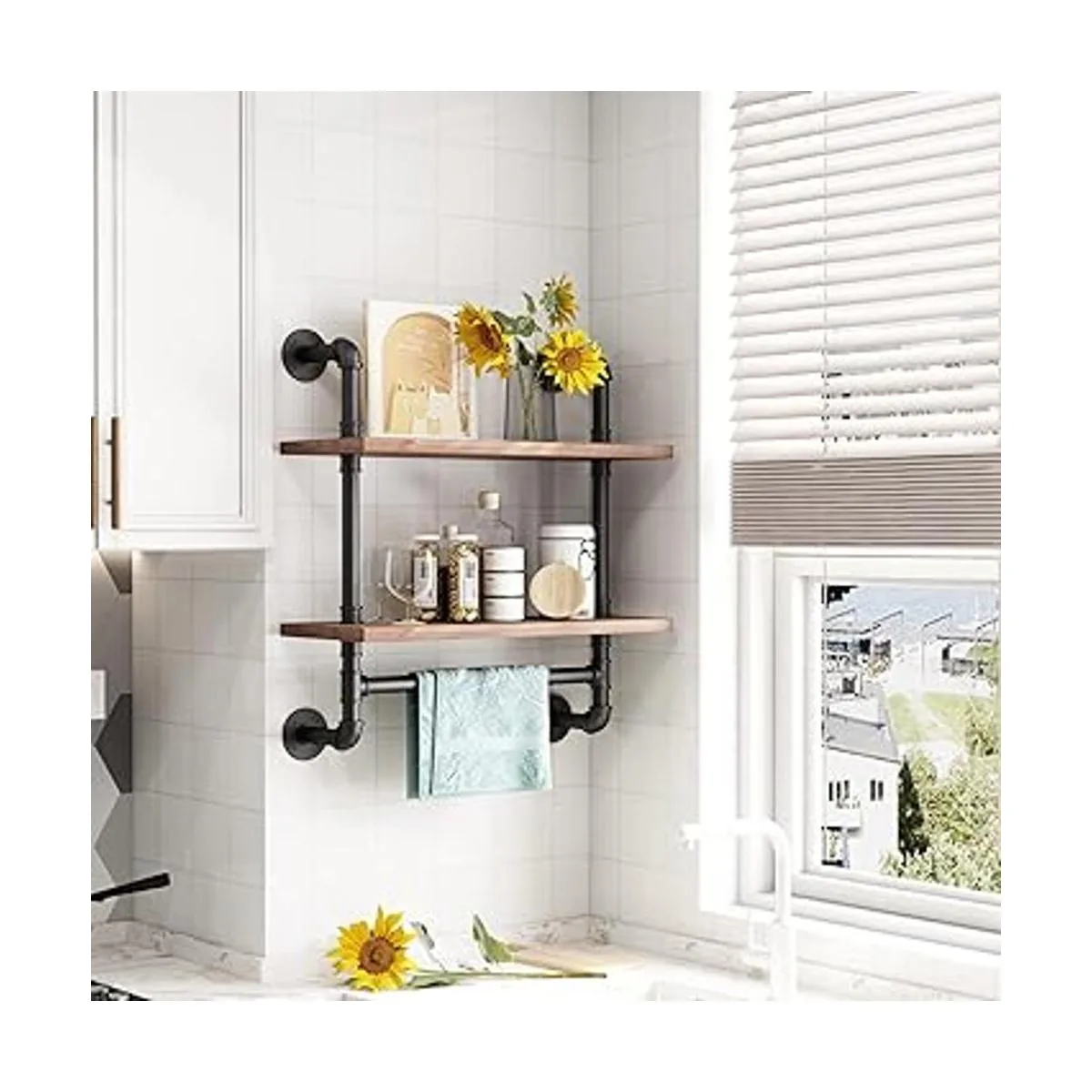 Estantes industriales para baño estantes de madera_6