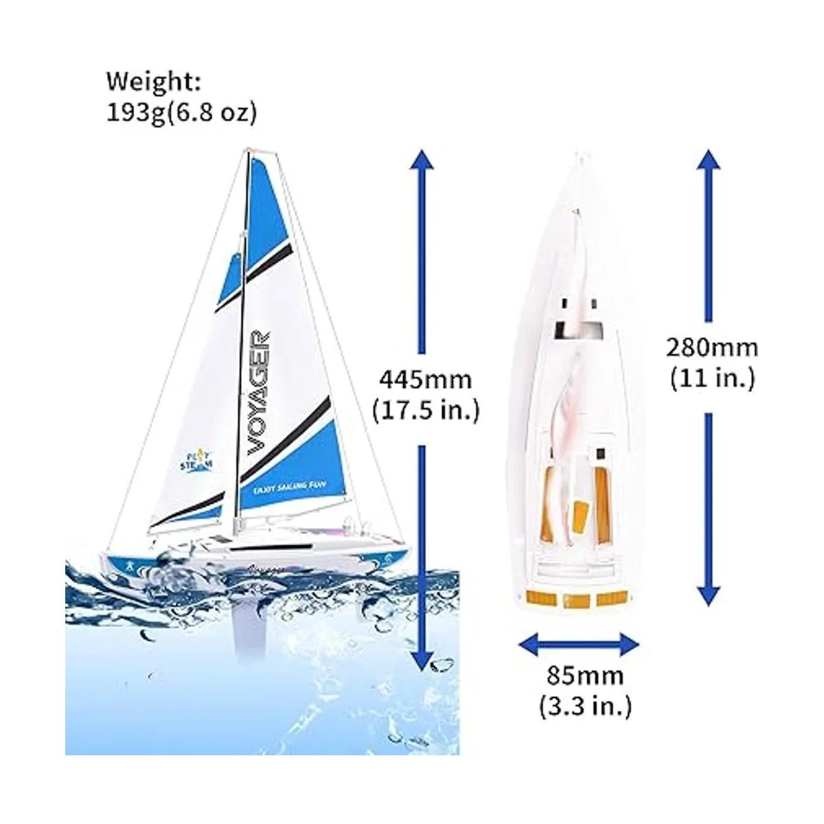 PLAYSTEAM Voyager 280 RC Velero con control de viento en_4