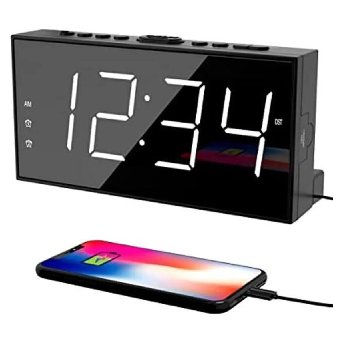 Reloj despertador para dormitorio 2 alarmas con pantalla_1