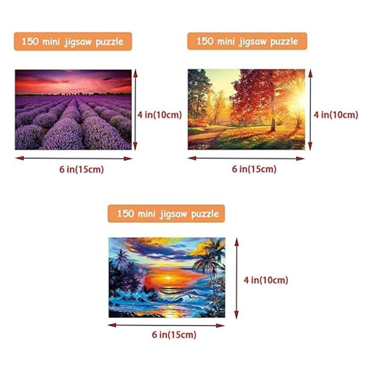 Paquete de 3 mini rompecabezas de paisaje 150 piezas para_2