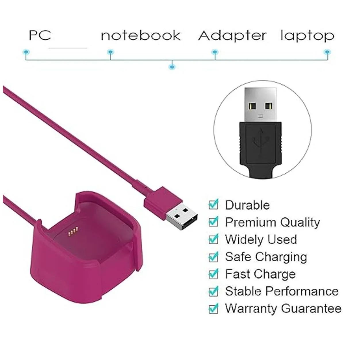 FitTurn Compatible con el cargador Fitbit Versa 2 de_4