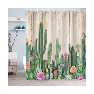 RosieLily Cortina de ducha de cactus cortina de ducha