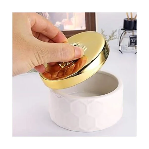 Hipiwe Caja de joyería de cerámica con tapa de abeja