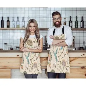 EKOBLA Delantales azules de colibríes flores retro flor_4