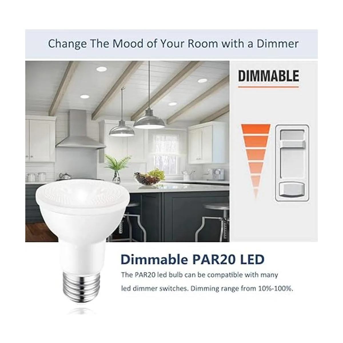 PAR20 Bombilla LED de luz blanca de día 5000 K regulable_2