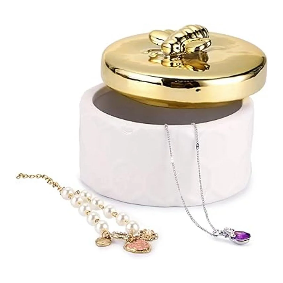 Hipiwe Caja de joyería de cerámica con tapa de abeja