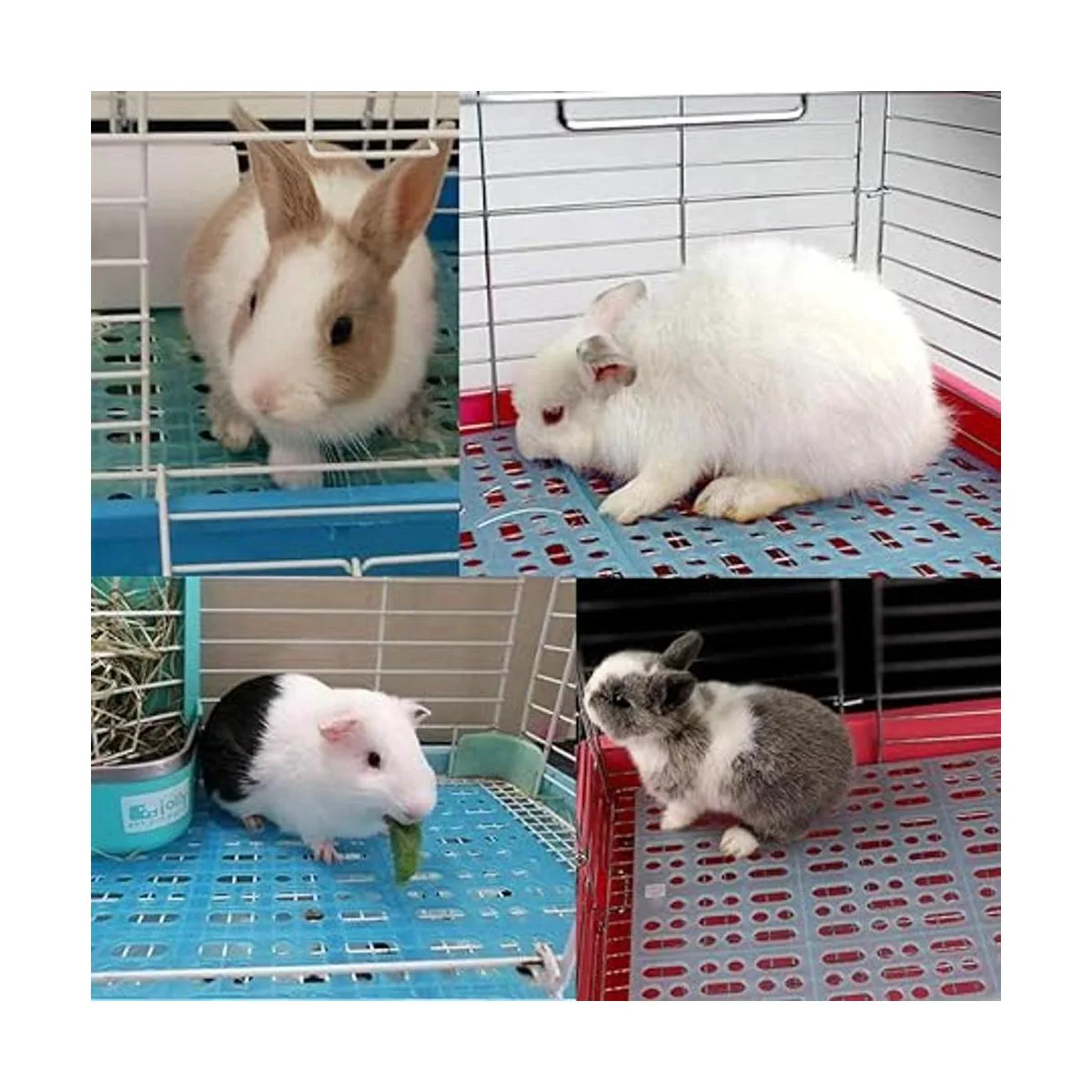 Hamiledyi Juego de 4 alfombrillas para jaula de conejo