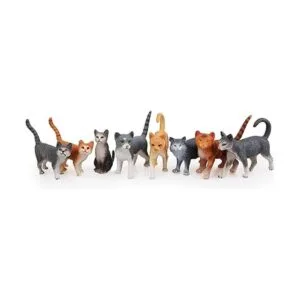 TOYMANY Juego de 8 figuras de gato grises y naranjas_2