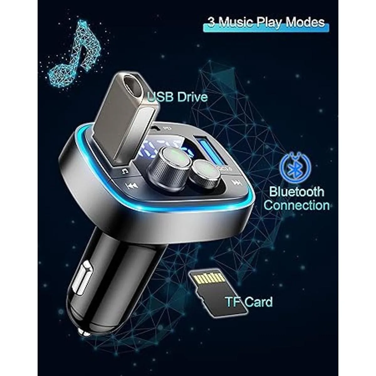LIHAN Transmisor FM Bluetooth para automóvil adaptador_6