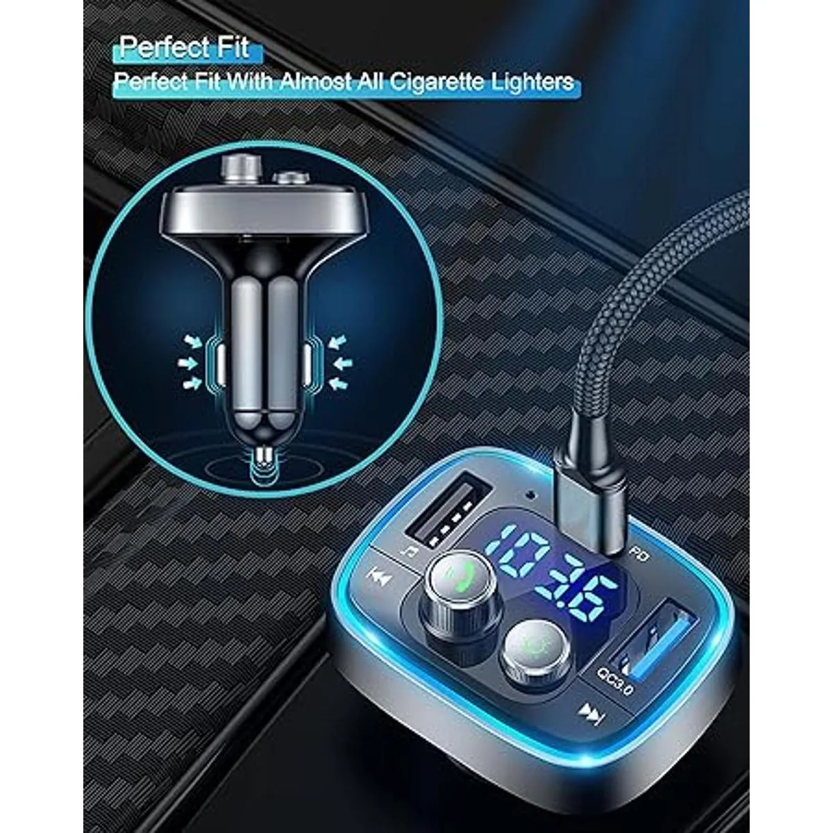LIHAN Transmisor FM Bluetooth para automóvil adaptador_5