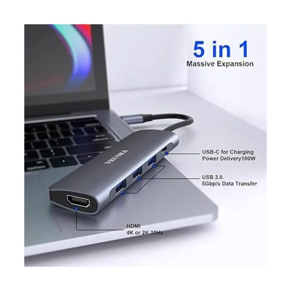 Adaptador multipuerto USB C Hub VKUSRA USB C 5 en 1 con_2