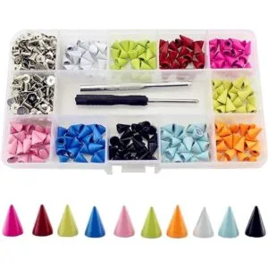 Juego de 200 puntas de cuero coloridas 0.394 in punk_1