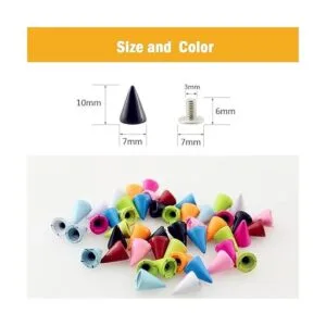 Juego de 200 puntas de cuero coloridas 0.394 in punk_4