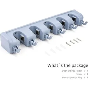 Soporte de escoba para montaje en pared y organizador de