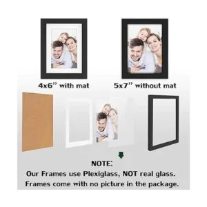 5x7 Black Picture Frames Nature Solid Wood 2 Pack for Wall