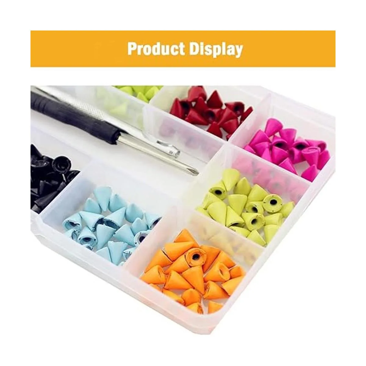 Juego de 200 puntas de cuero coloridas 0.394 in punk_3