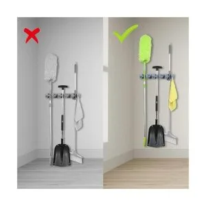 Soporte de escoba para montaje en pared y organizador de