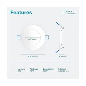 Sunco Lighting Luces de techo empotrables LED ultra finas_2